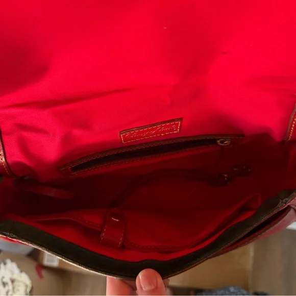 Dooney & Burke Florentine Vintage Flap Saddle Bag Crossbody in Red - Picture 6 of 9